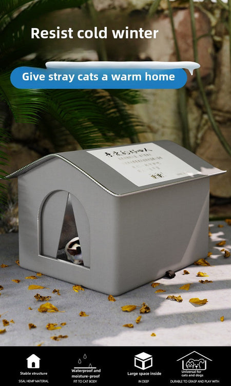 Stray Cat dog House Waterproof Outdoor Winter Warm Pet Cave Sleeping Beds Home Foldable Washable for Small Dog Puppy Supplies
