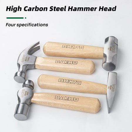 BAIHU Mini Hammer High Carbon Steel Hammer Solid Wood Short Handle Octagonal or Round Head Hammer Small Manual Hardware Tool