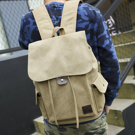 New High Quality Canvas Men Backpack Large Shoulder School Bag Rucksack For Boys Travel Fashion Camping Bags Fashion Simple Bags
