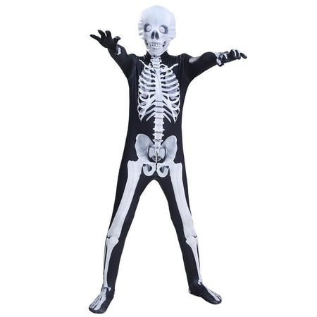 Halloween Cosplay Costume Skeleton Jumpsuit Monster Bodysuit Adult Kids Horror Style Cosplay Garment