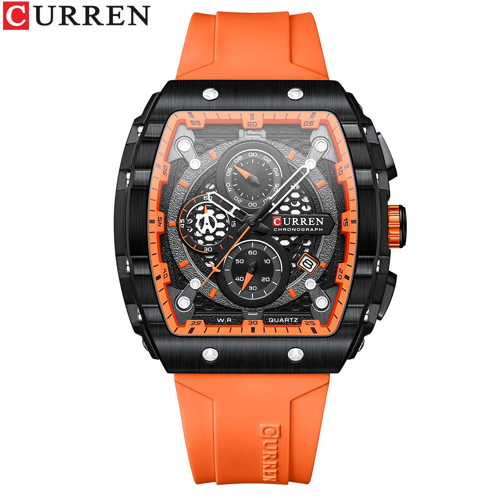 CURREN Fashion men watch brand unique square design luxury quartz sports tape watches men waterproof