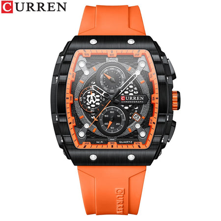 CURREN Fashion men watch brand unique square design luxury quartz sports tape watches men waterproof