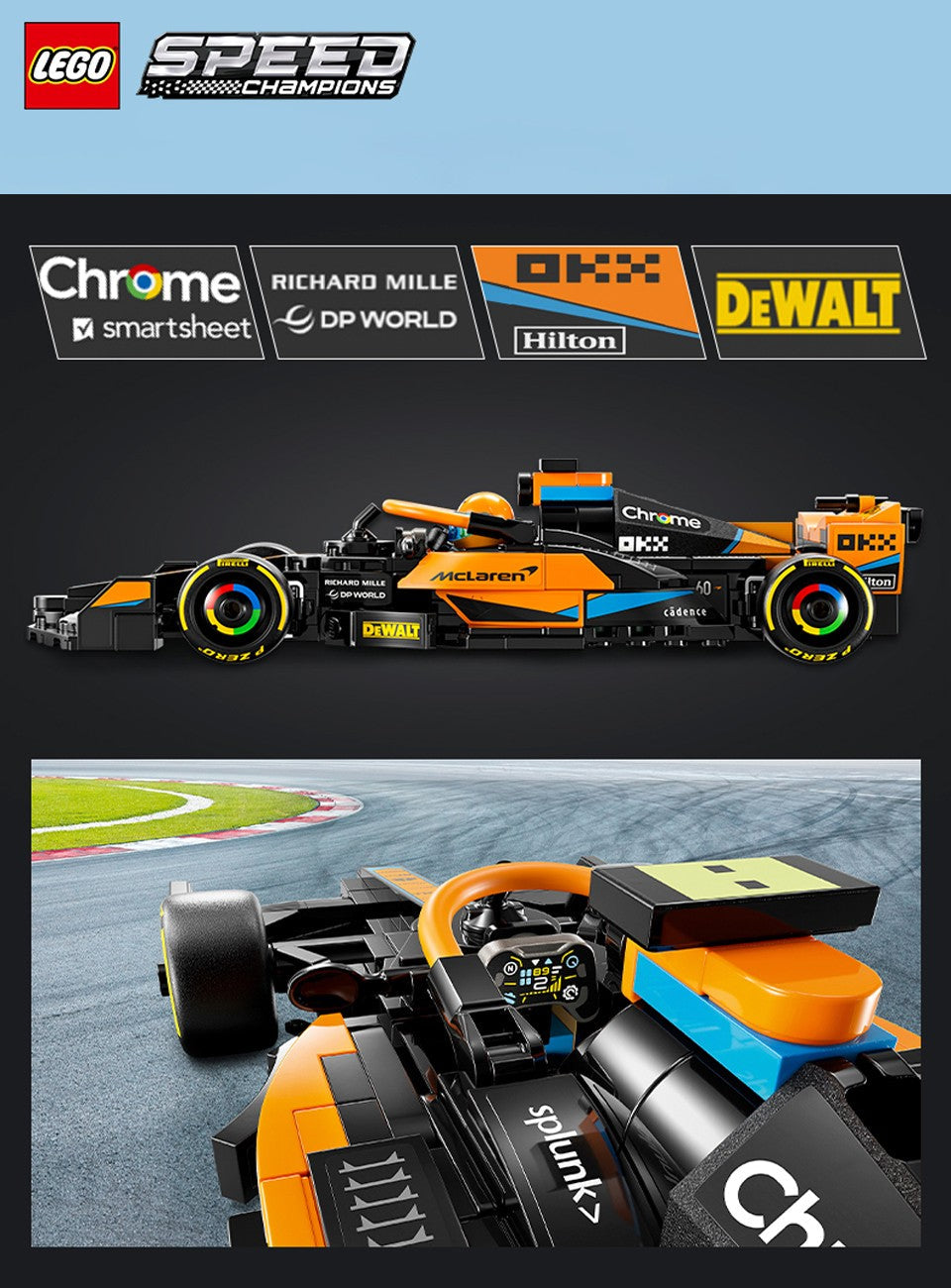 LEGO 76919 Speed Champions 2023 McLaren Formula 1 Race Car Toy for Play and Display, Buildable McLaren Toy Set for Kids