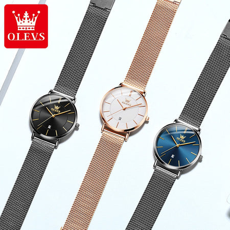 OLEVS 5869 Fashion Women's Watches Milanese Mesh Belt Waterproof Simplicity Versatile Quartz Watch for Lady Original Wristwatch