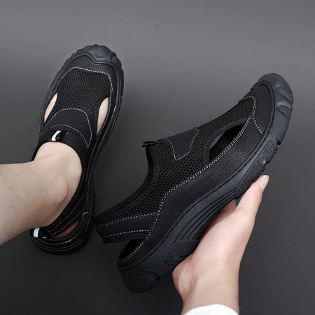 Outdoor Trendy Sandals Summer Mesh Hollow Casual Outerwear Shoes Men's Breathable Sports Shoes Beach Sandals New