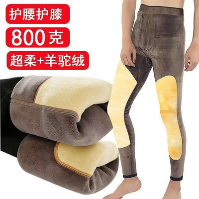 '-30° Winter Thicken Keep Warm Long Wool Sheepskin Pants One Piece of Fur Men's and Women's High Waist Wool Liner Pants