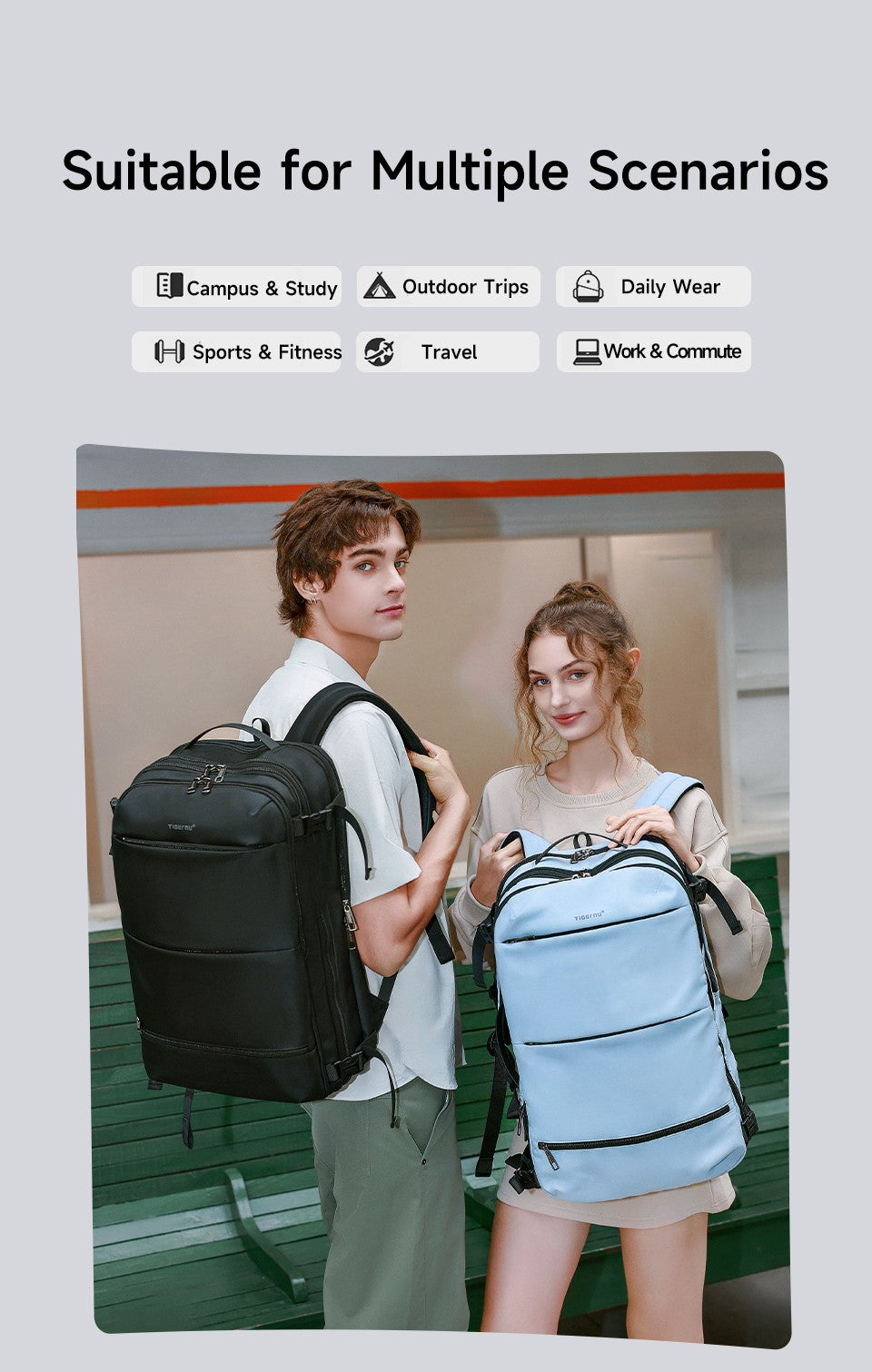 Tigernu Vacuum Backpacks Men Expandable Bags 17inch Laptop Backpack Bags Male Travel Backpacks Large Capacity Backpack Women Bag