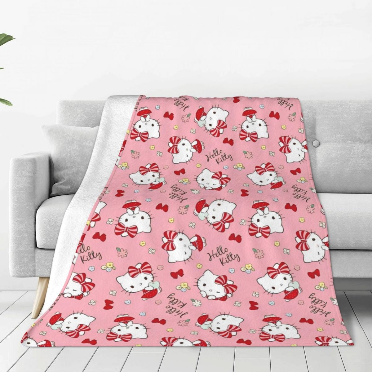 Christmas Hello Kitty Blankets Quality Warm Throw Blanket Winter Travel Office Couch Bed Graphic Bedspread