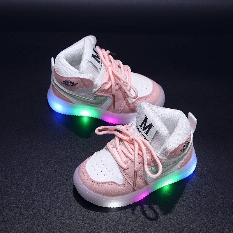 Children Shoe Spring and Autumn Boys Girls Lighted Sneakers Glowing Shoe Soft Soled Breathable Casual Infant Toddler Shoes