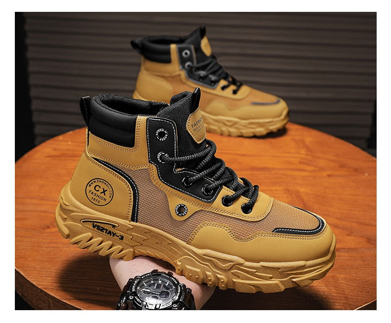 Men's work boots winter lace-up men's shoes warm safety platform size 44 Promotion designer anti-slip fashion