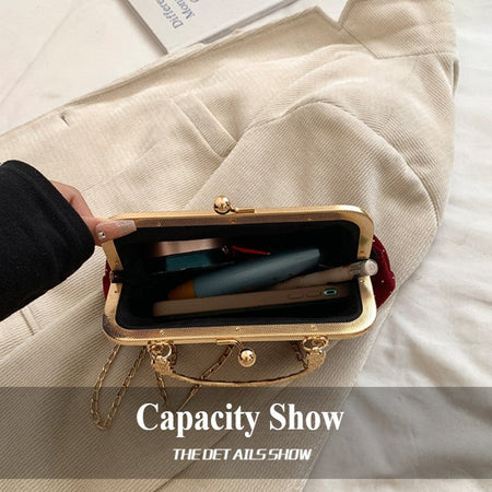 Luxury Design Women's Evening Clutch Purse Dinner Party Ladies Small Clip Shoulder Bag Handbags Retro Female Chain Crossbody Bag