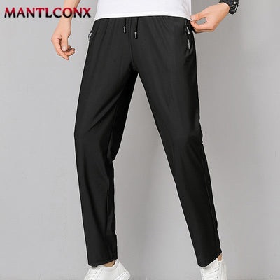 Breathable Men's Casual Pants Quick Dry Straight Elastic Waist Jogger Sweatpants Korean Classic Sport Trousers Plus Size 4XL 5XL