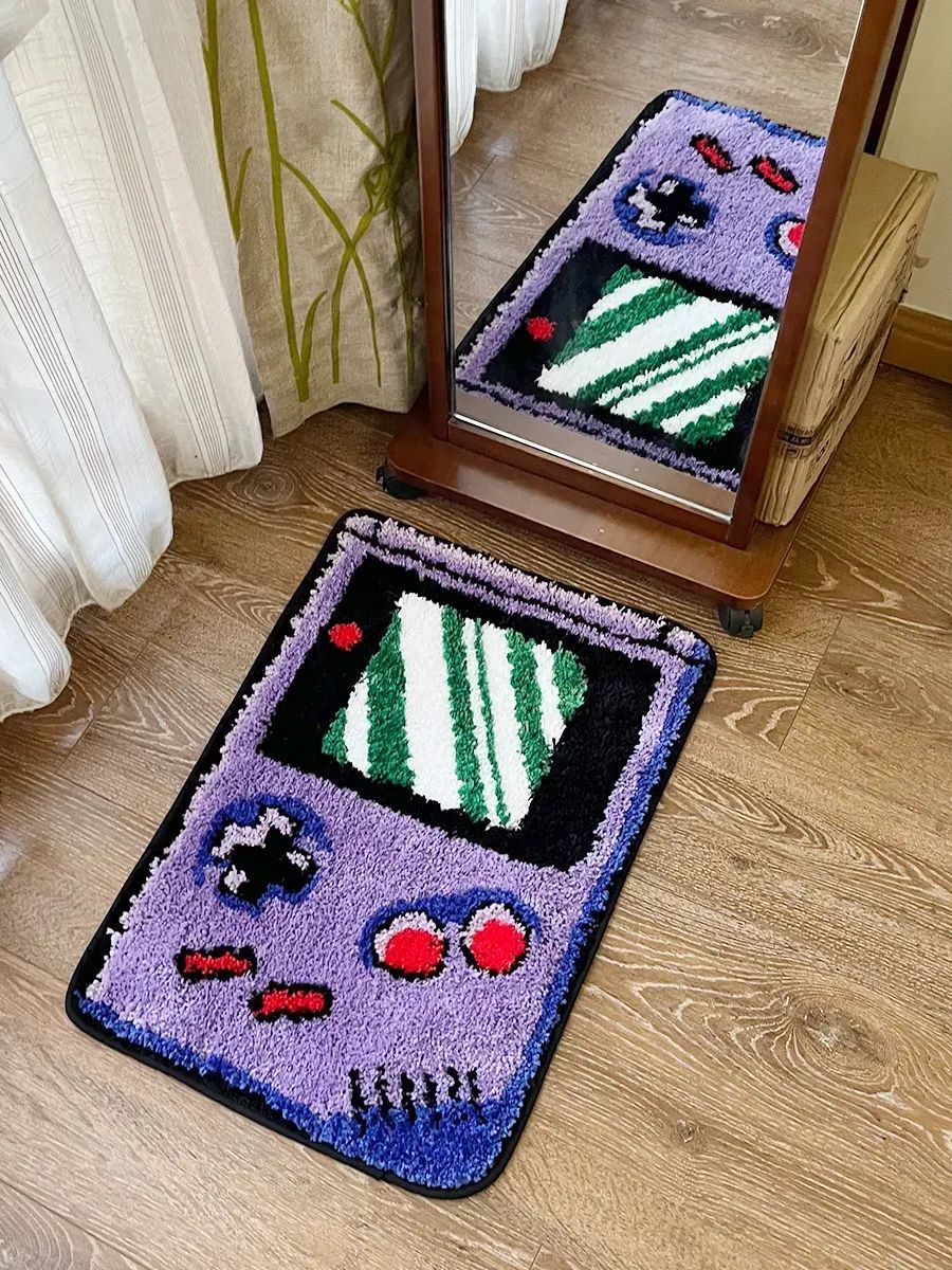 LAKEA Hand-held Game Device Tufted Rug GameRoom Funny Childhood Memories Flocking Carpet Floor Anti Slip Doormat Aesthetic