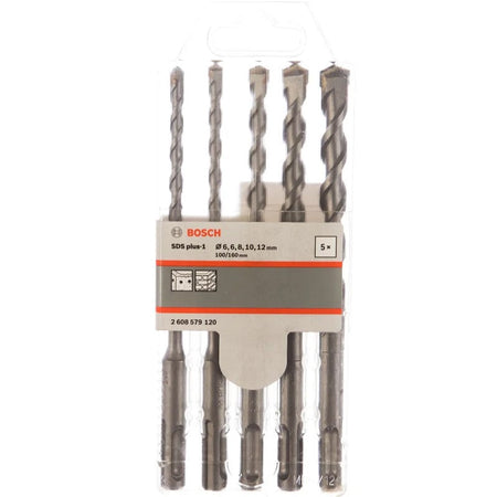 BOSCH 2608579120 SDS Plus-1 Rotary Hammer Drill Bit Set 5Pcs 160MM For Concrete Masonry Tool Attachment