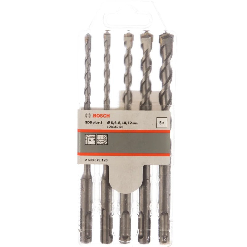 BOSCH 2608579120 SDS Plus-1 Rotary Hammer Drill Bit Set 5Pcs 160MM For Concrete Masonry Tool Attachment