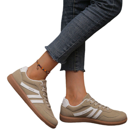 Mix Color Women's Autumn Sneakers Fashion Splicing Flat Heel Vulcanized Shoes Female Lace-Up Non-Slip Pu Leather Casual Shoes