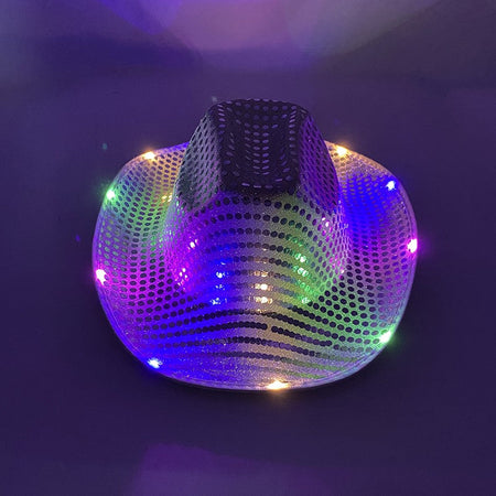 Wireless LED Western Cowboy Hat Light Up Cowboy Hat Disco Bride Pink Cowgirl Hat Concert NightClub Wedding Costumes Accessories