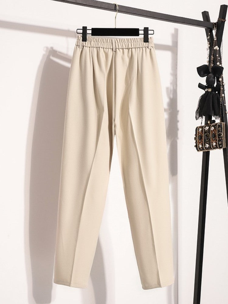 Plus Size Pants Woman 2025 Autumn Winter New Arrival High Waist Suit Pants High Quality Korean Style Straight Trousers