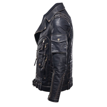 fashion Winter Winter Mens Leather Jacket Men Fashion Motorcycle PU Leather Jacket Cool Zipper Pockets Leather Coats Clothing