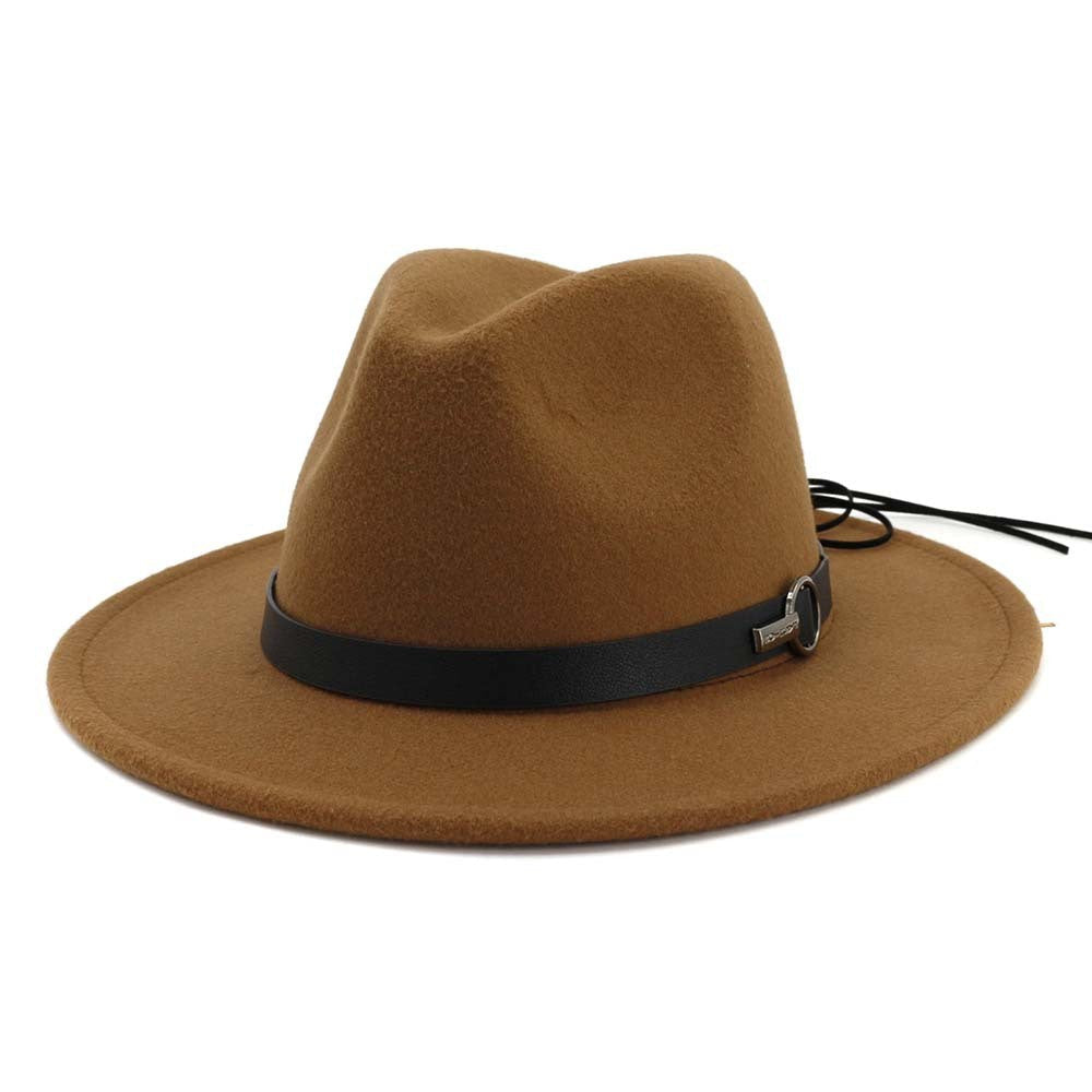 QBHAT Women Men Wide Brim Wool Felt Jazz Fedora Hats Panama Style Cowboy Trilby Party formal Dress Hat Large Size Yellow white
