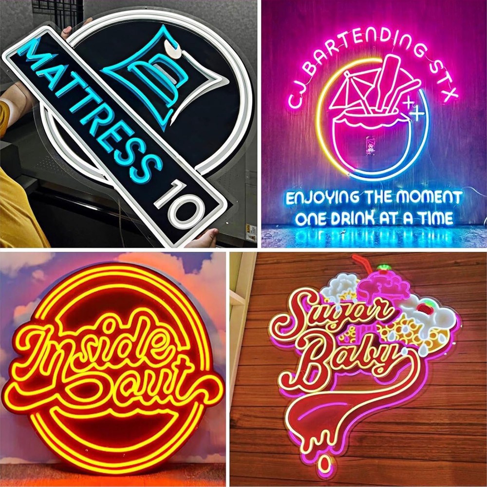 Custom Acrylic Sign UV Neon Sign Business Decor Logo Beauty Salon Nail Hair Studio Custom Company LED Neon Light Dropshipping