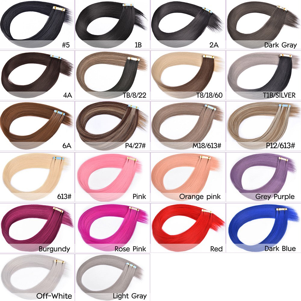 Synthetic Straight Tape In Hair Extensions 10pcs Natural Hair Extension 24inch For Women Invisible Double Sided Free Style