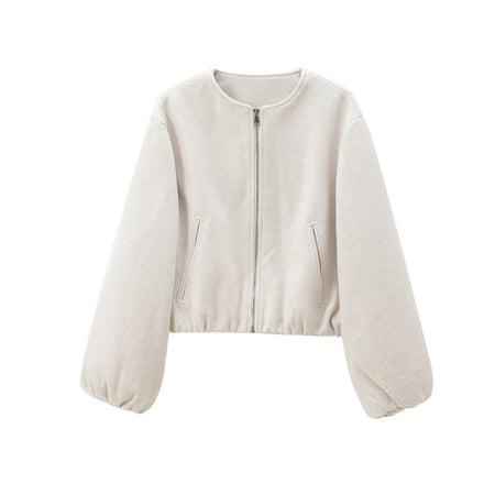 MUJER Red Zipper Bomber Jackets for Women Soft Cropped Jackets Woman 2025 Long Sleeve Woman's Sports Jacket New in Outerwears