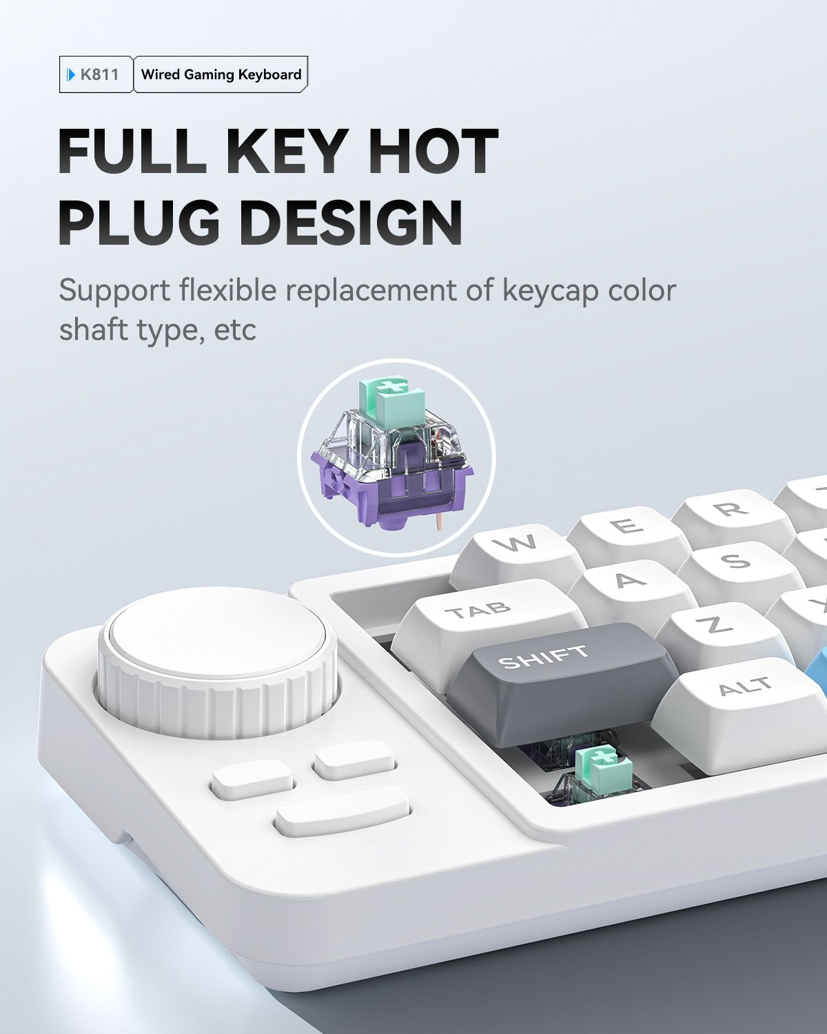 Hot Swap Wired Mechanical Keyboard with Volume Scroll Jostic 19Keys Programmer Keypad for Computer Laptop Macro-Defined Joystick