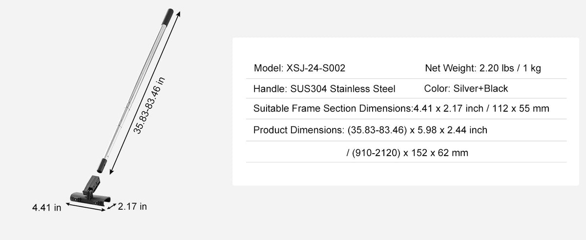 SucceBuy Drywall Skimming Blade Set 10/16/24/32/40 inch Skimming Blades + 34-81.6 in Extension Handle Pole Stainless Steel Knife